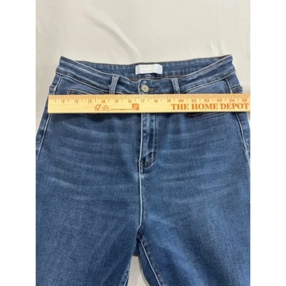 Vervet By Flying Monkey High Rise Cropped Raw Hem Denim Jeans Dark Wash Size 29 - Picture 14 of 14